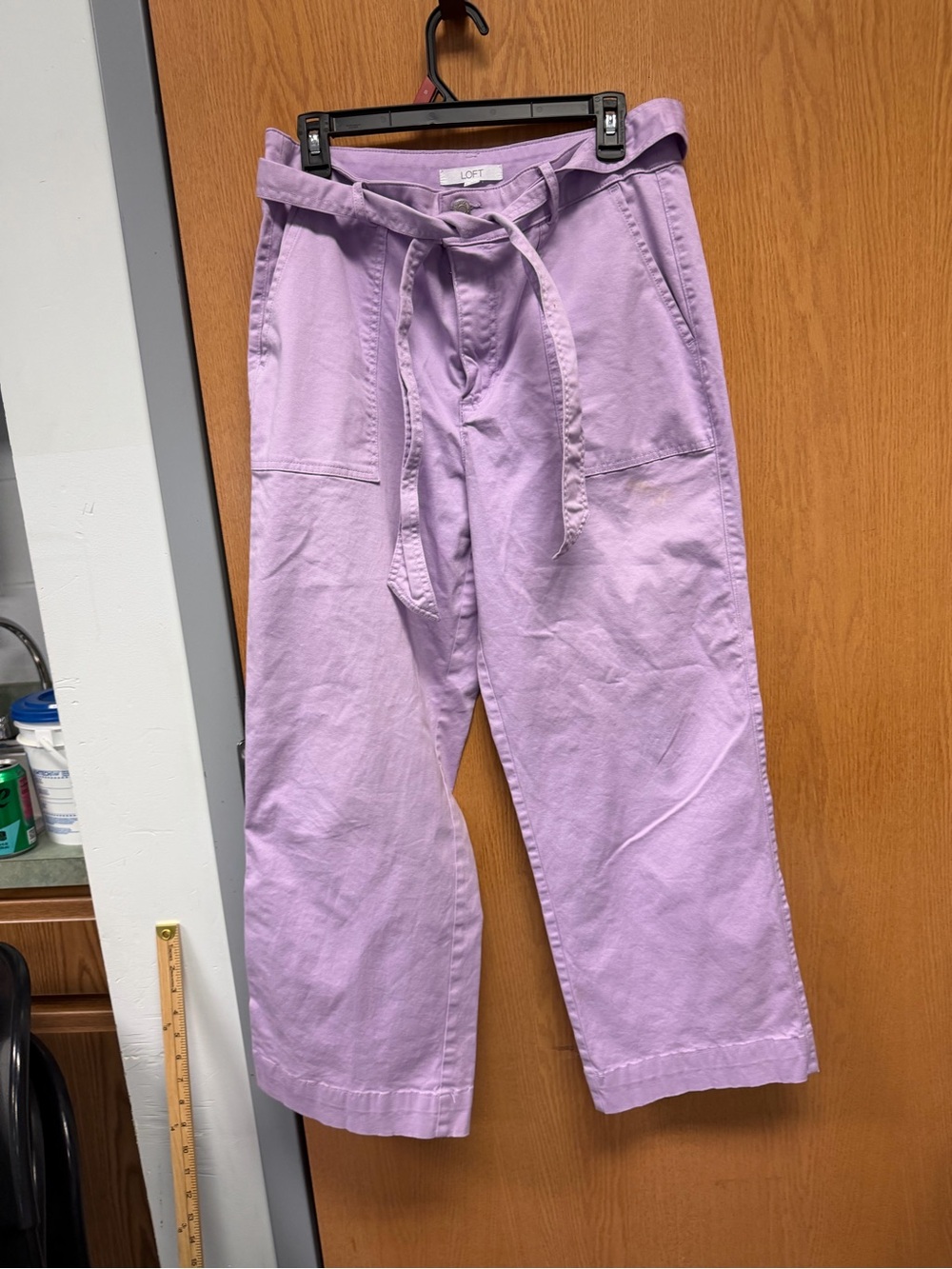 LOFT Lavender High-Rise Wide-Leg Utility Chinos